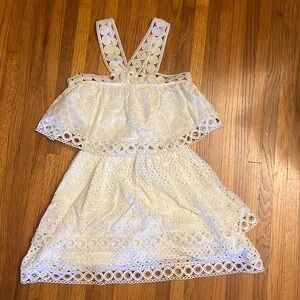 Aqua white ruffled dress